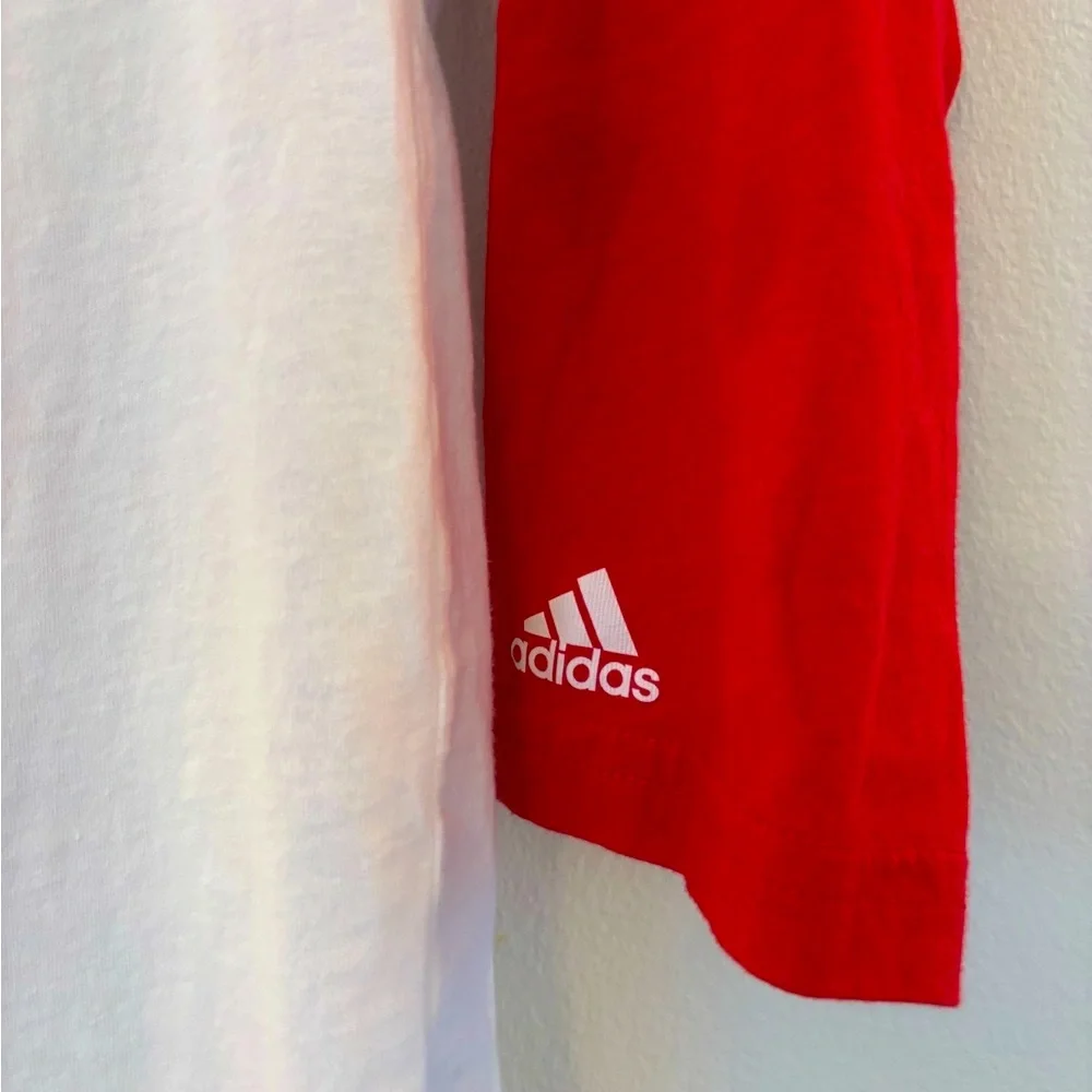 Adidas Kids Long Sleeve Baseball Tee - Red and White